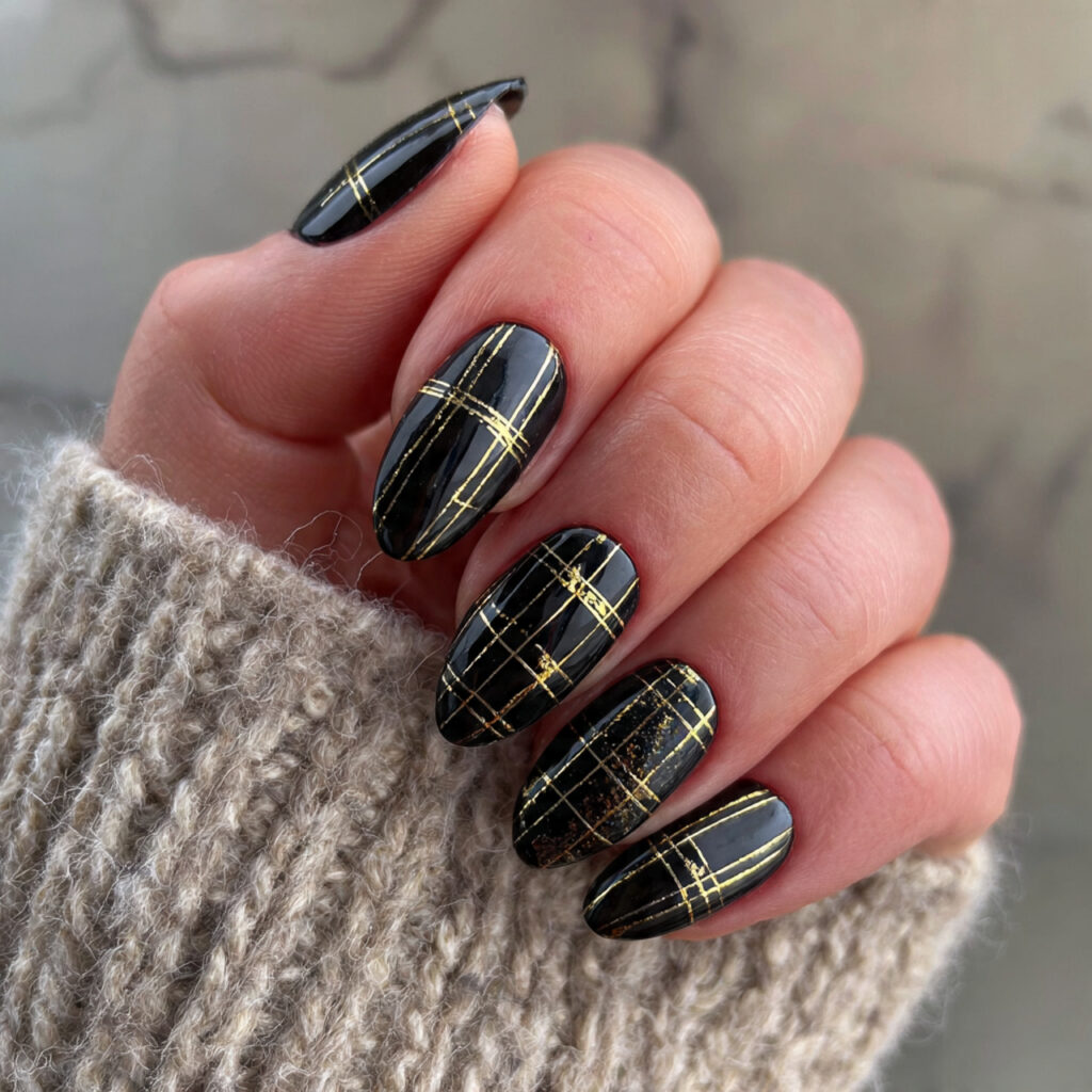 classy january nail designs with thin gold