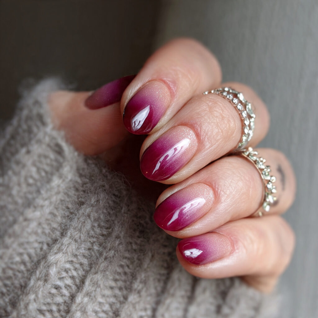 cozy january nail designs with gradient ombr