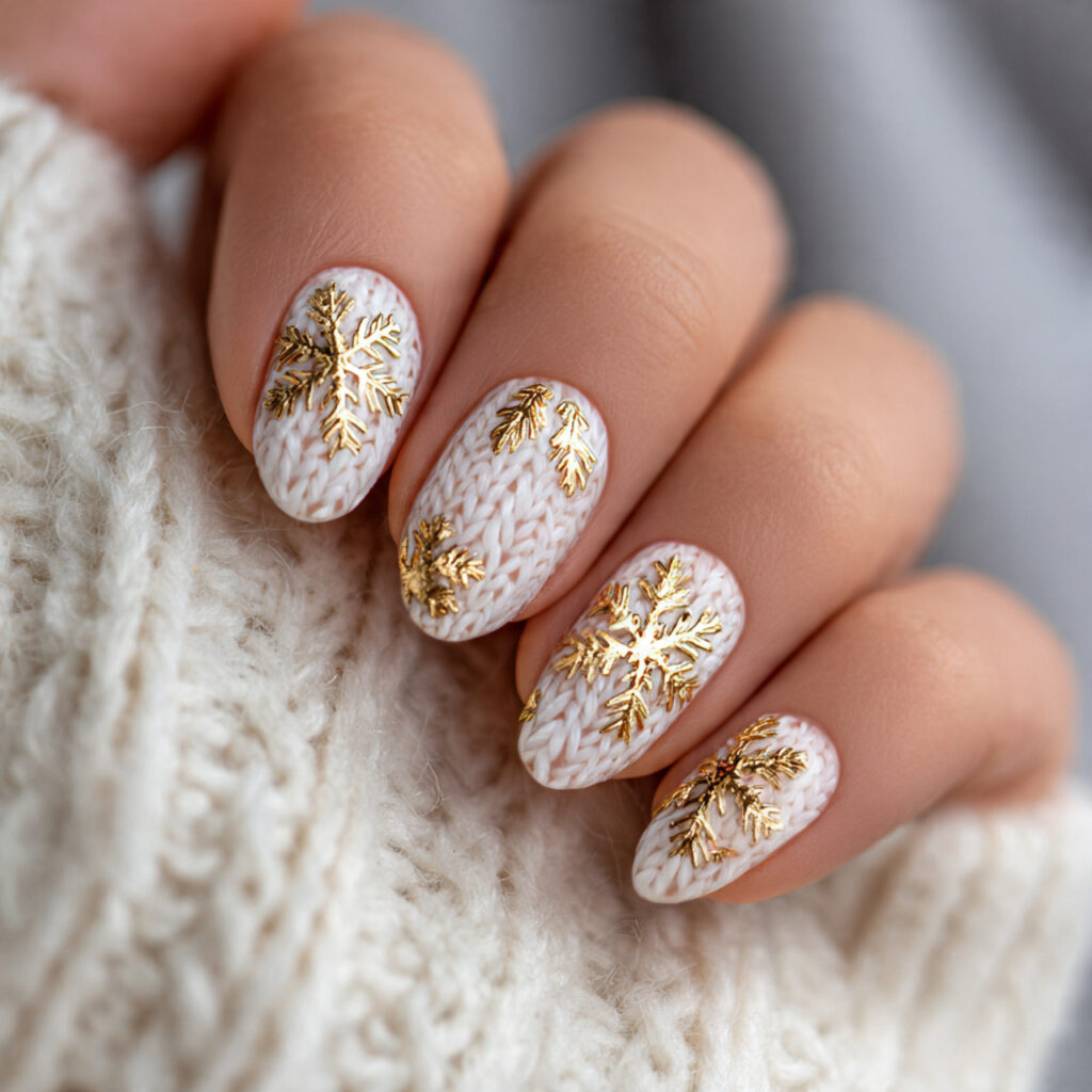 cozy knit snowflake nails pin style with