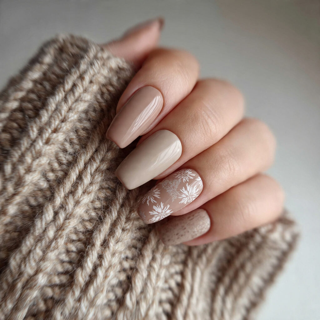 cozy neutral january nail designs use beige