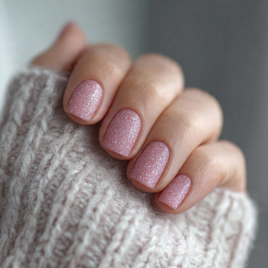 cozy pink frost nails feel warm and