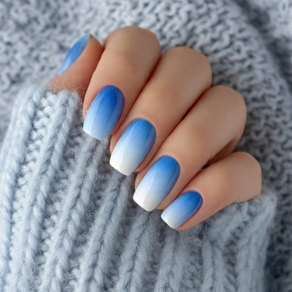 cozy winter ombre nails feel warm and
