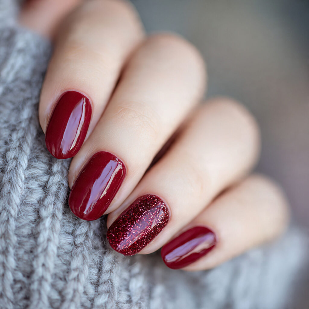 cranberry red nails bring a bright but