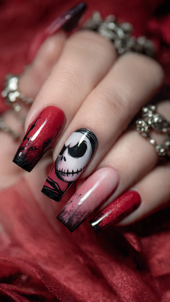 26 Jack Skellington Nails for a Cute Scare 17 create a 16k ultra realistic nail art 1