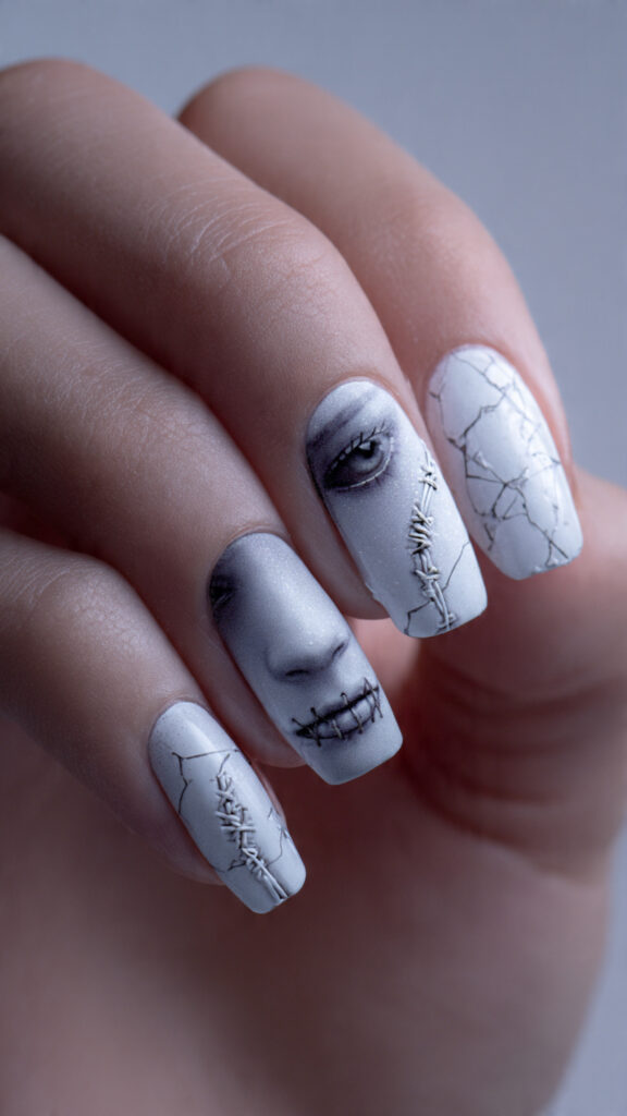 26 Jack Skellington Nails for a Cute Scare 6 create a 16k ultra realistic pin style nail 2 1
