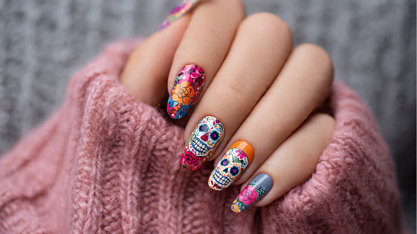24 Day of the Dead Nails for a Bold, Colorful, and Bold Look 2 Day of the Dead Nails