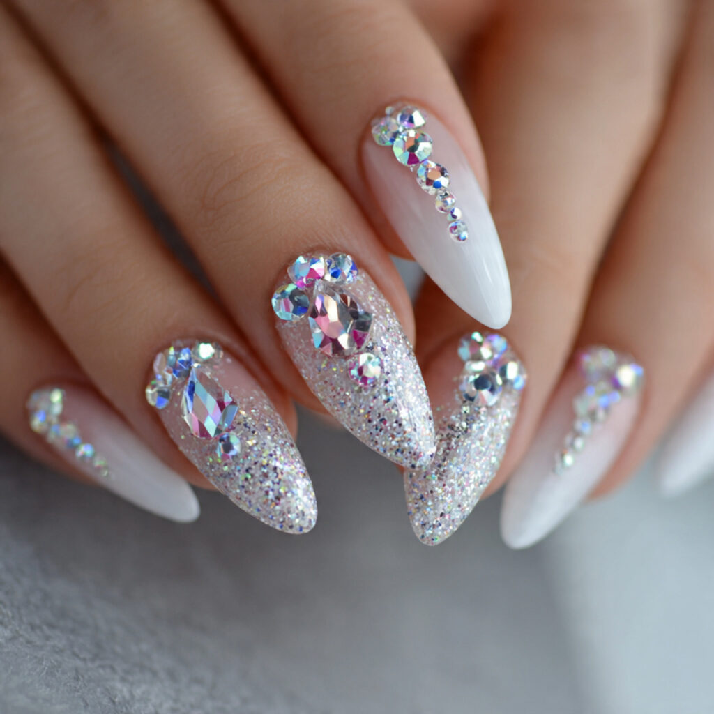 crystal nails add shine and luxury they