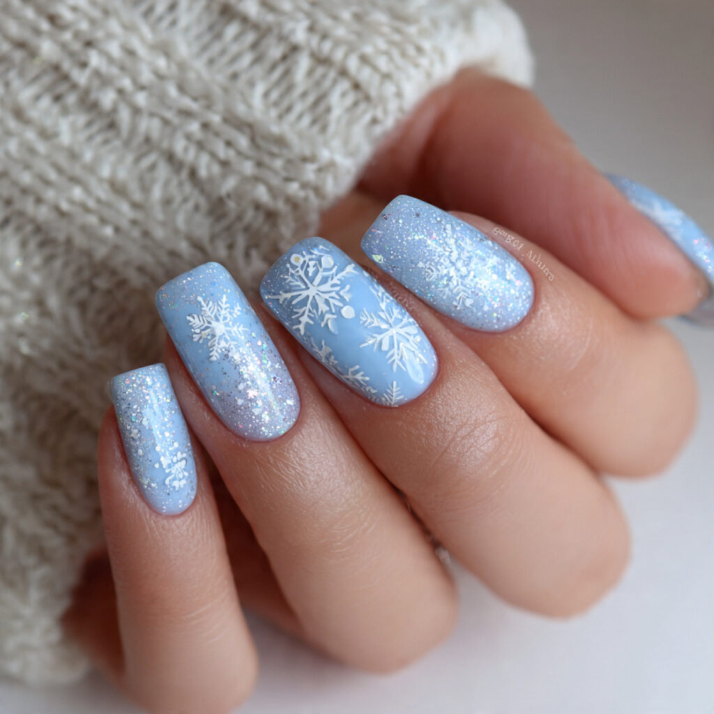 crystal snowflake mist nails feel light airy