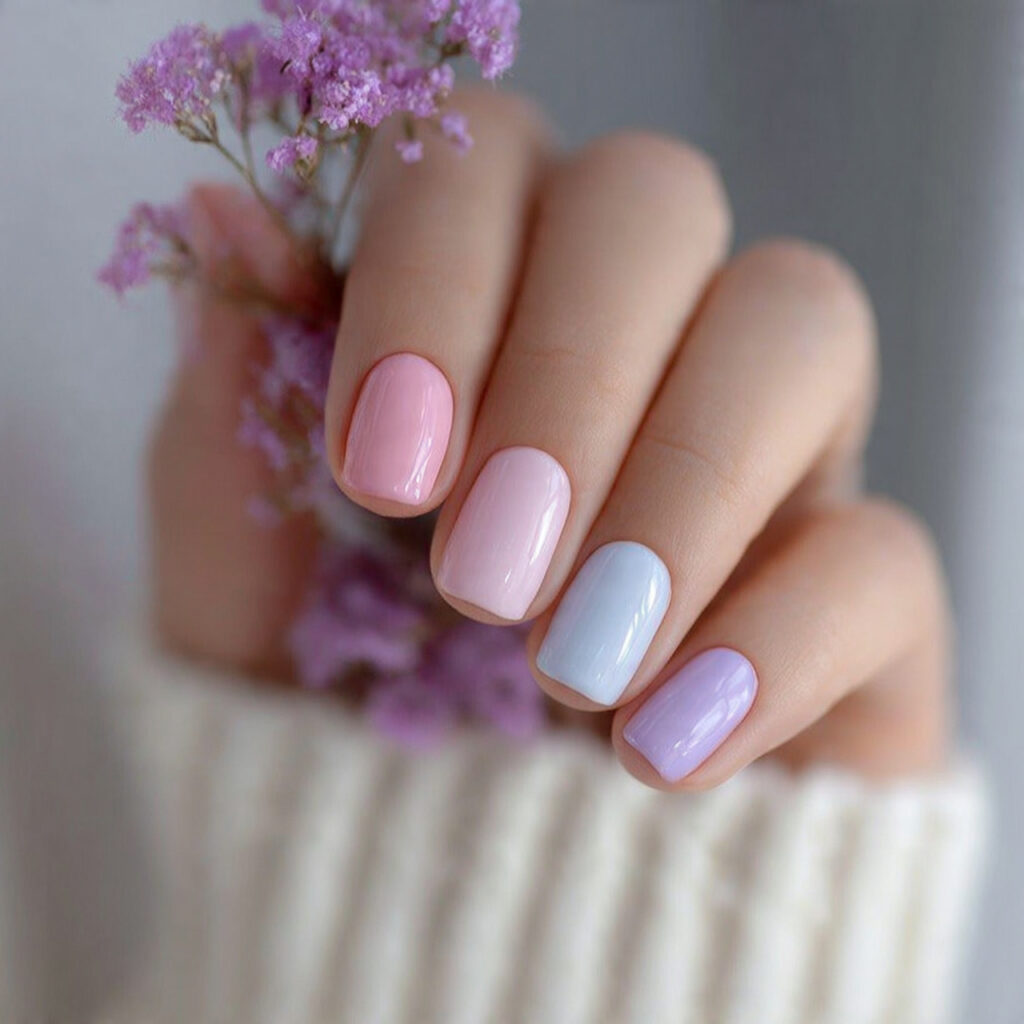 cute january nail designs with soft pastels