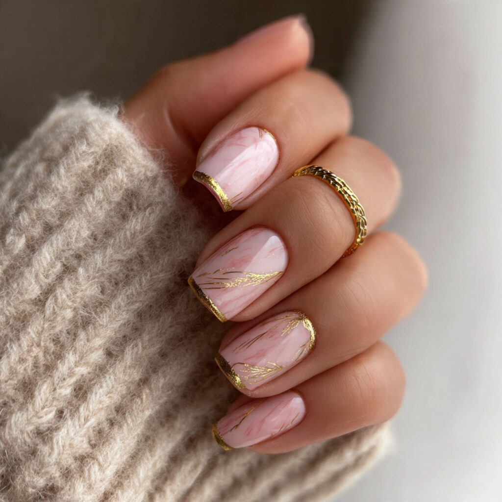 cute january nail ideas with subtle gold