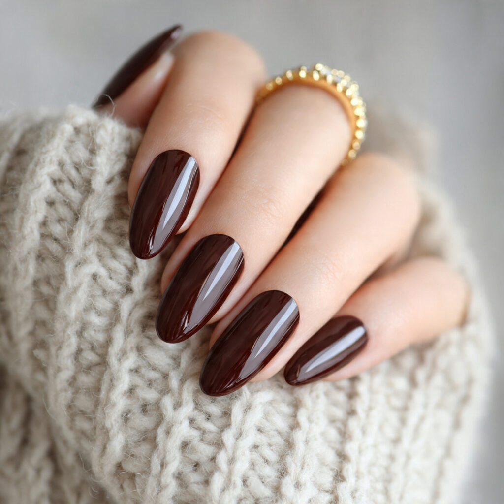 dark chocolate brown nails for warm and