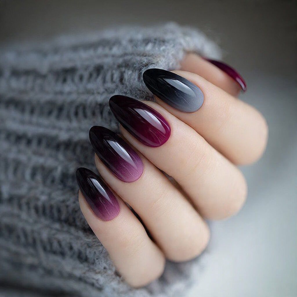 dark gradient nails fade from black or