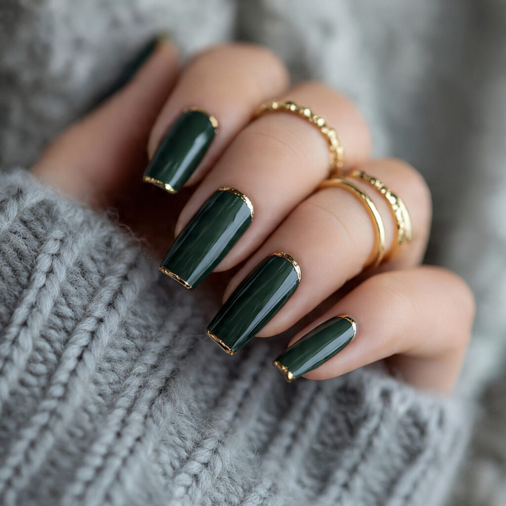 dark green nails feel luxurious and mysterious