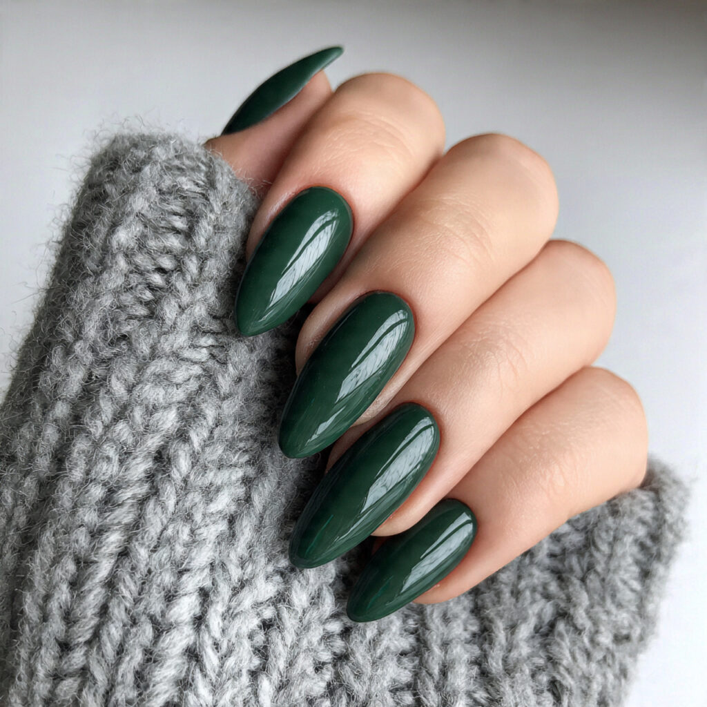 27 Dark Green Winter Nails for a Rich and Cozy Look 8 dark green winter nails feel balanced and