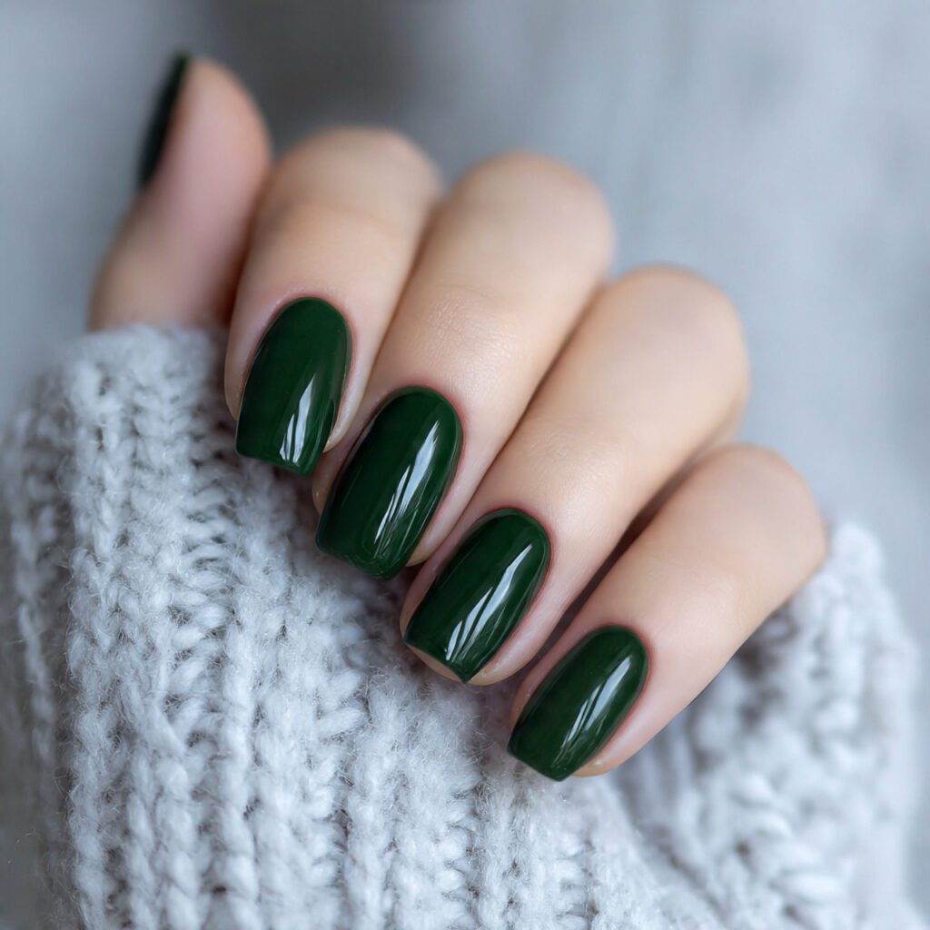 27 Dark Green Winter Nails for a Rich and Cozy Look 13 dark green winter square nails feel sharp