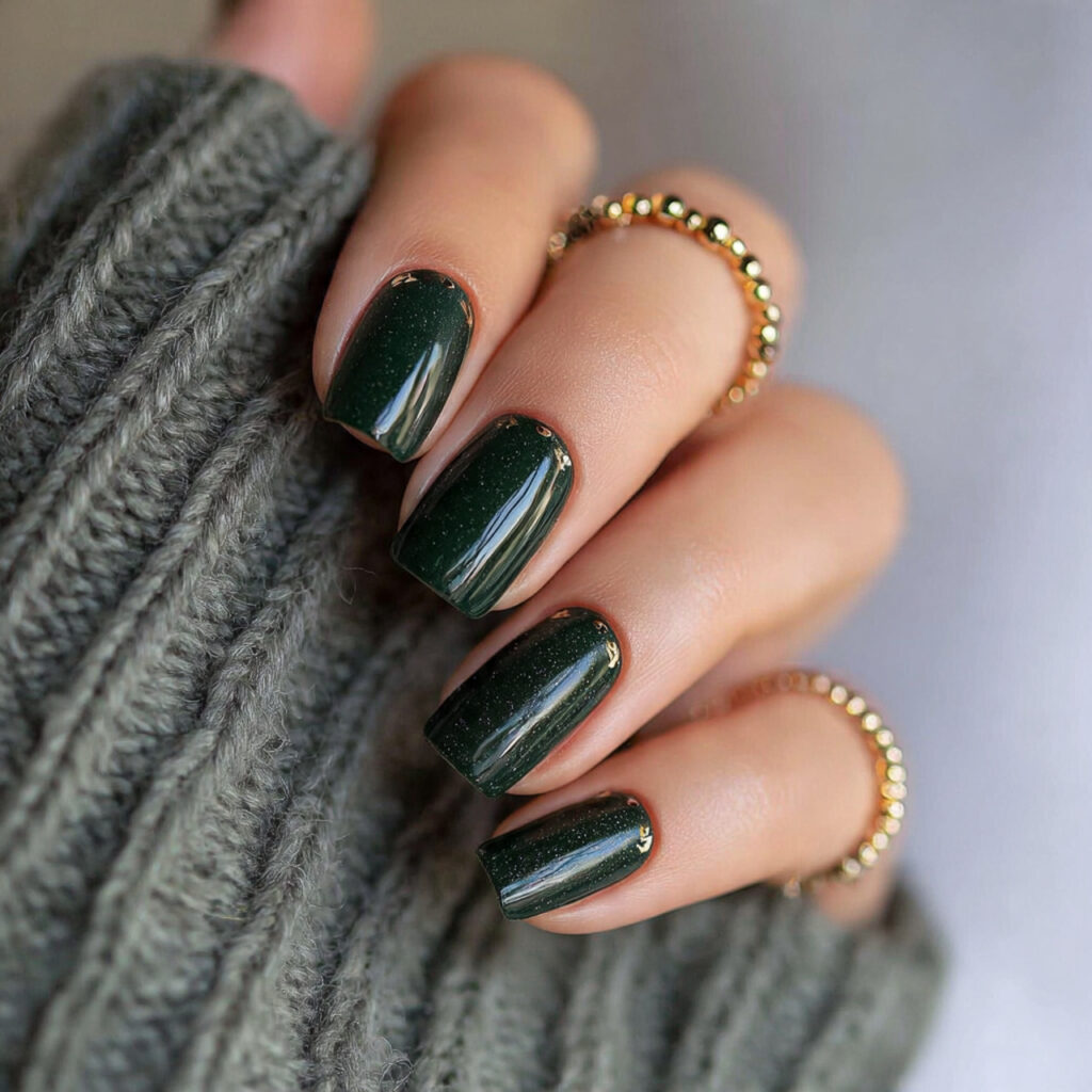 deep green nails give a forest inspired