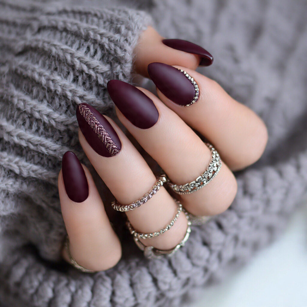 deep plum nails bring a bold and