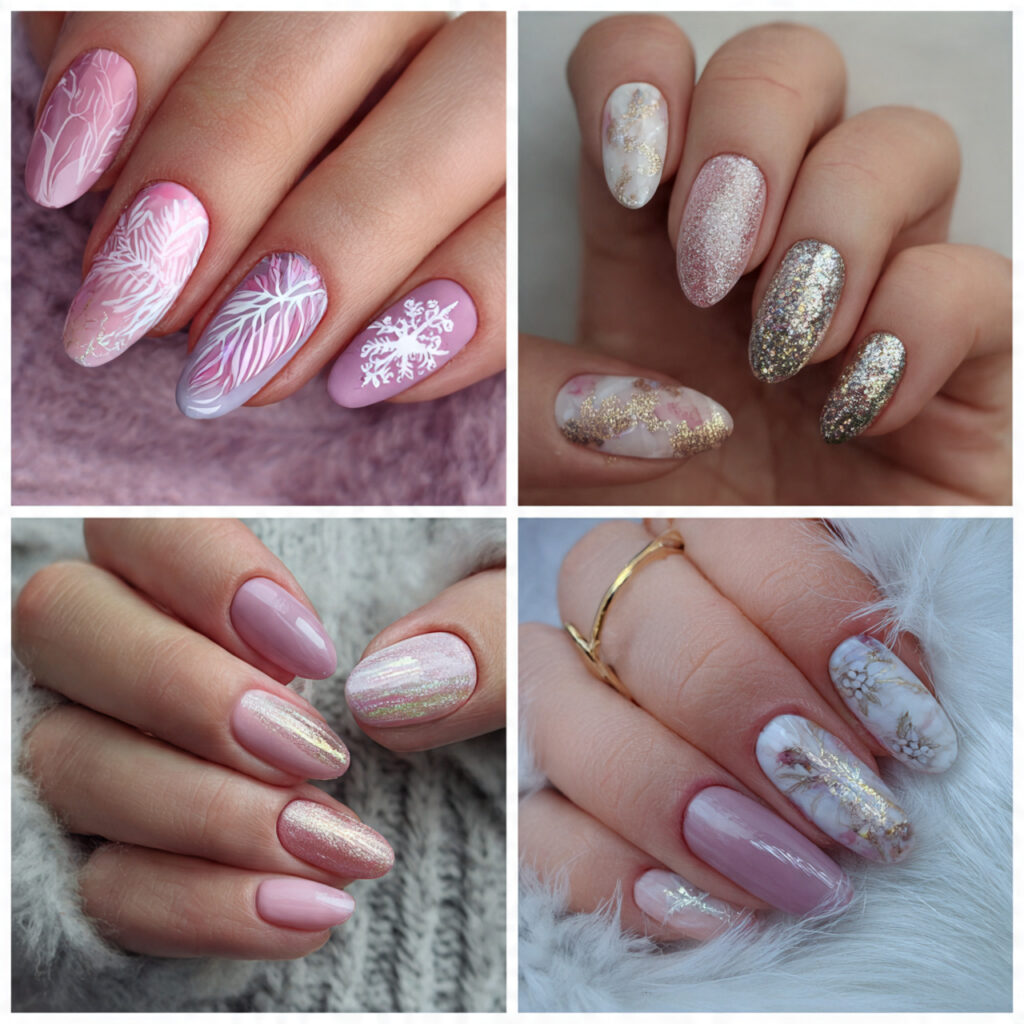 elegant january nail designs in creamy tones