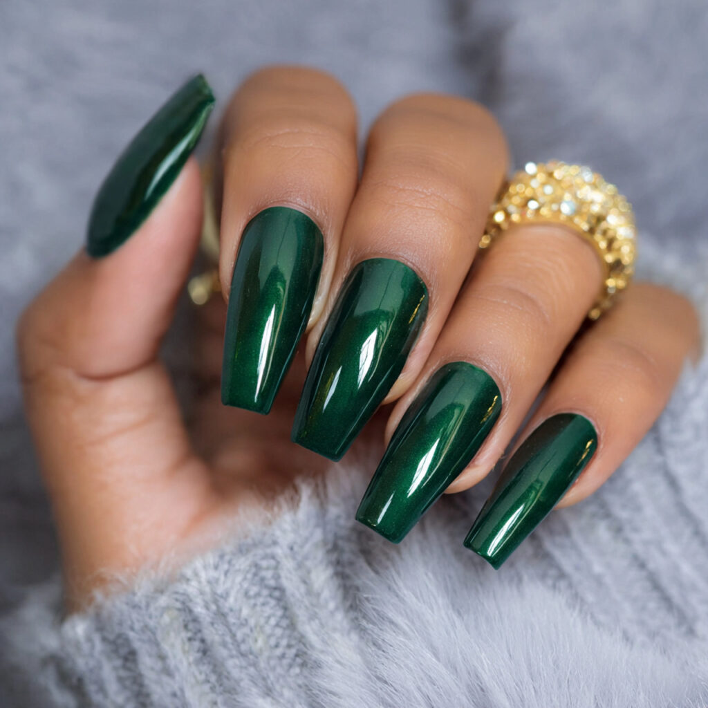 emerald green nails bring a deep and