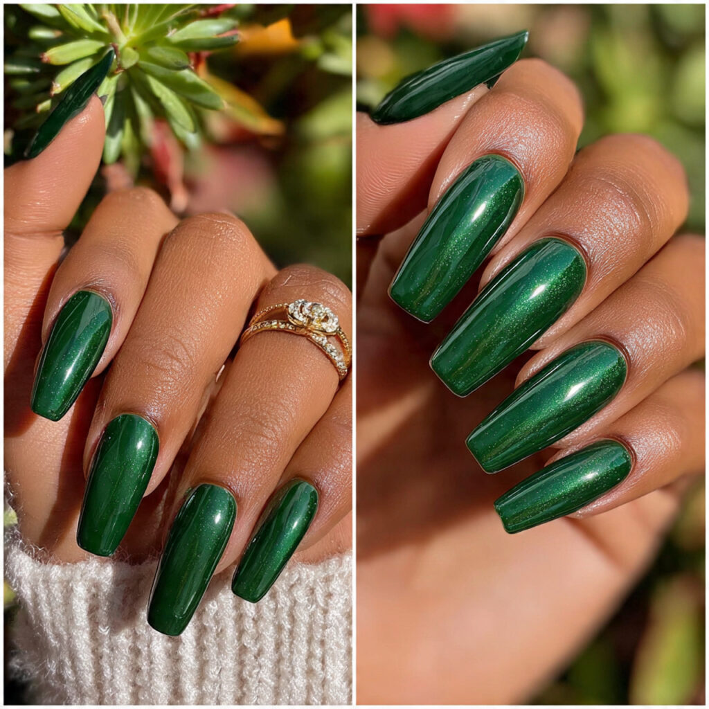 emerald green nails that pop on dark