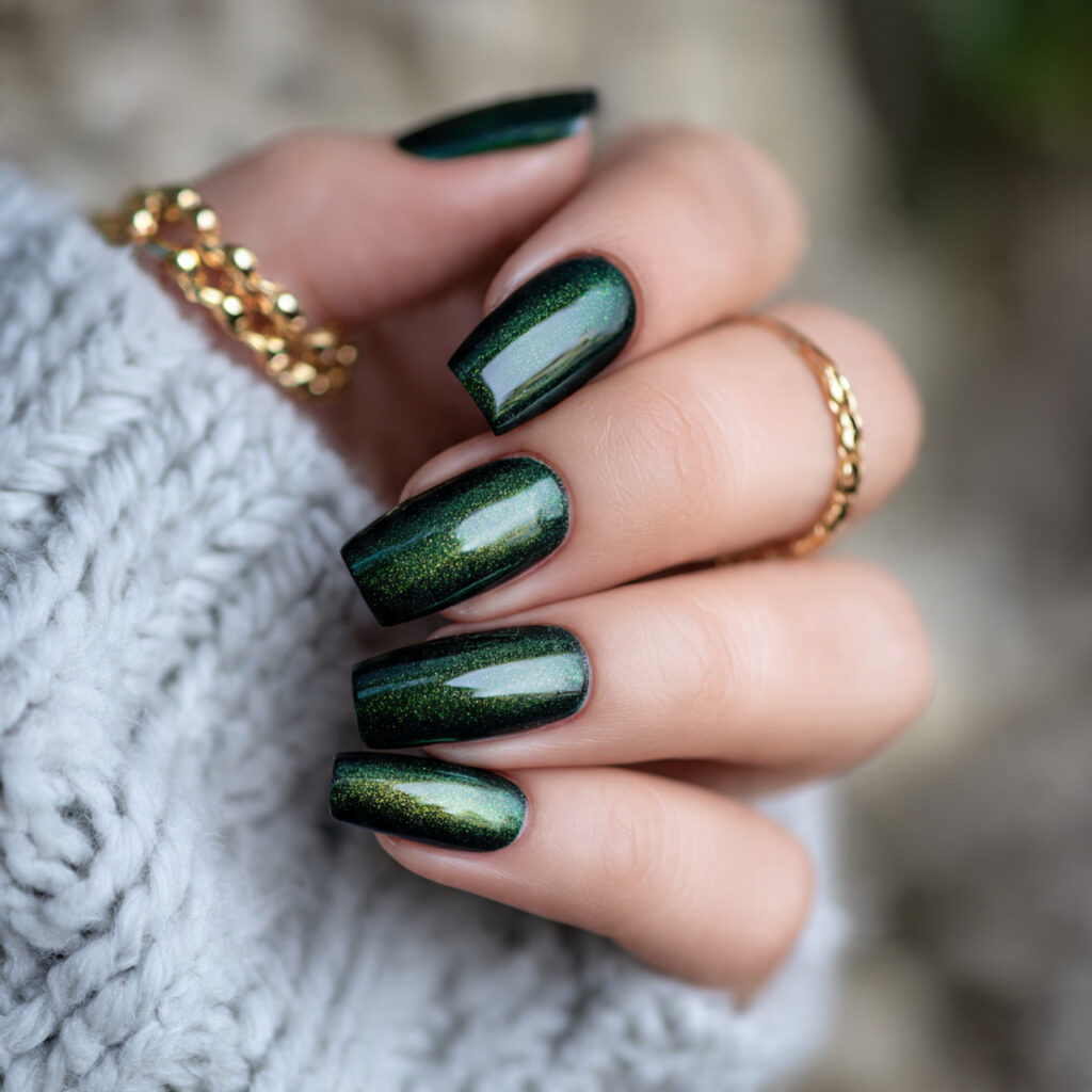 emerald nails look beautiful on long or
