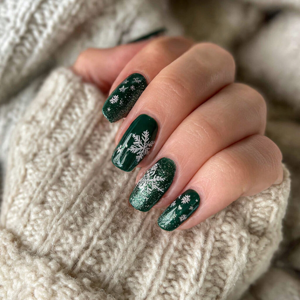 emerald shine nails add sparkle to classic