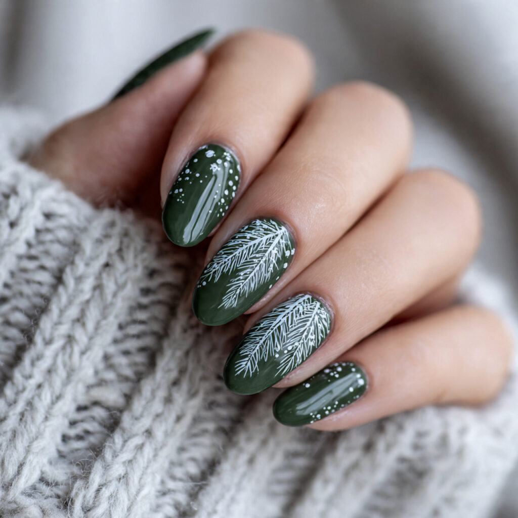 evergreen snowfall nails feel calm and inspired
