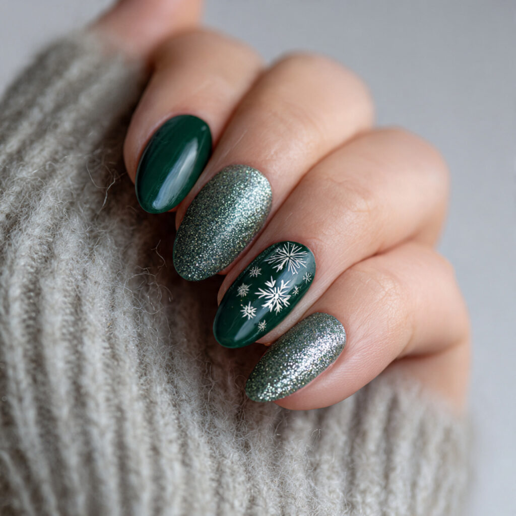 evergreen sparkle nails mix depth and shine
