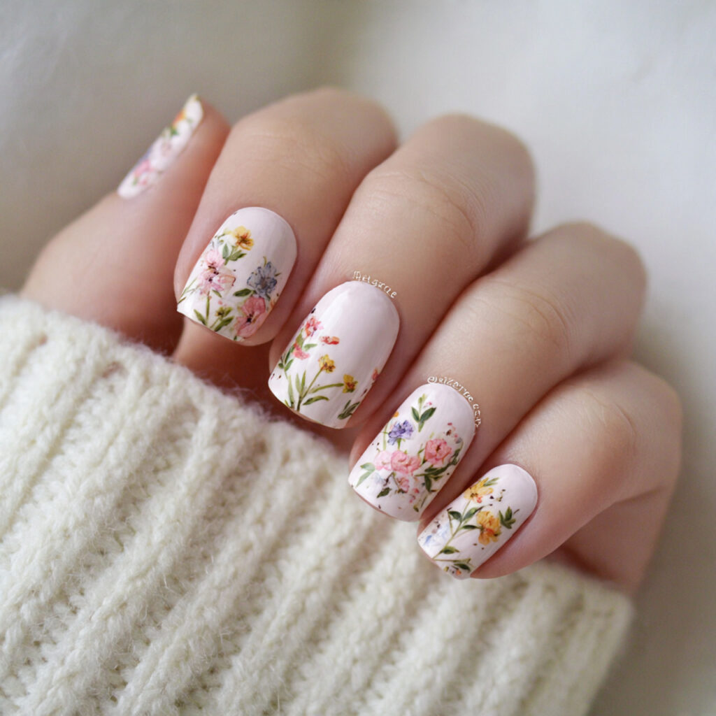floral nail art adds a gentle and