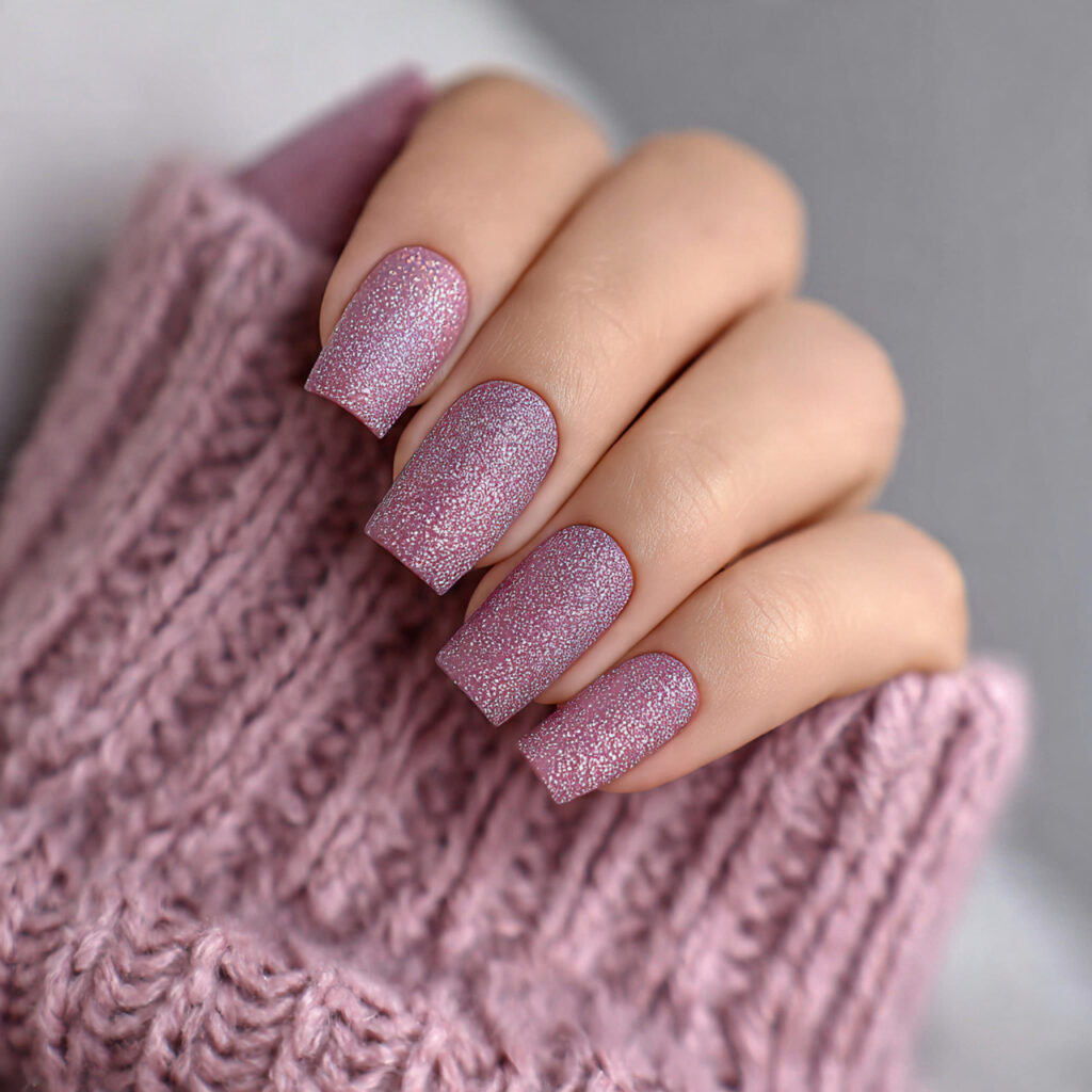 frosted rose sparkle winter nails feel soft