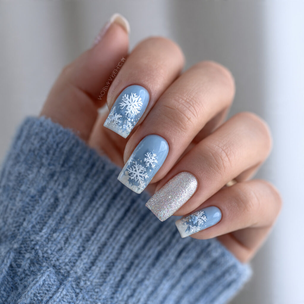 frosted snowflake elegance nails feel classic and