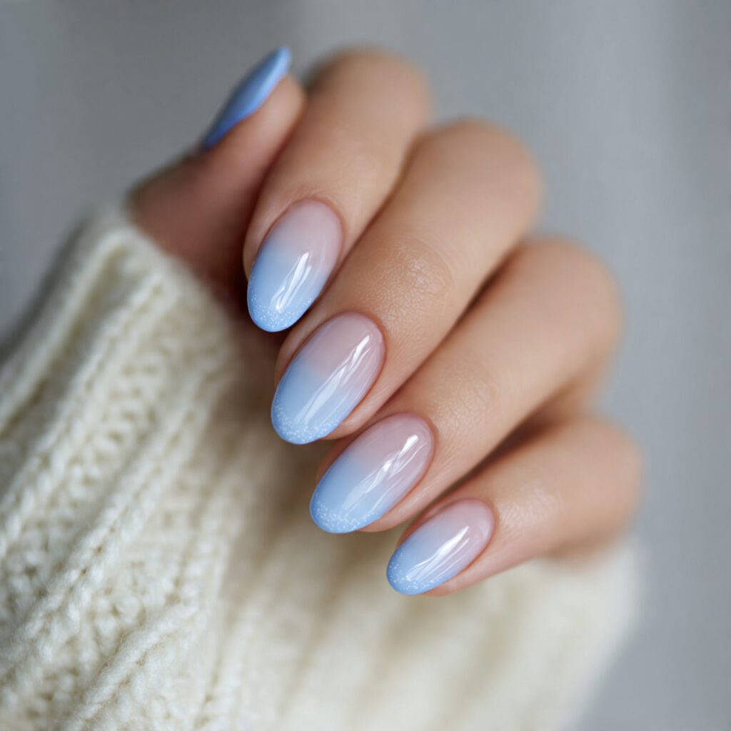 frosty blue french tips feel crisp and