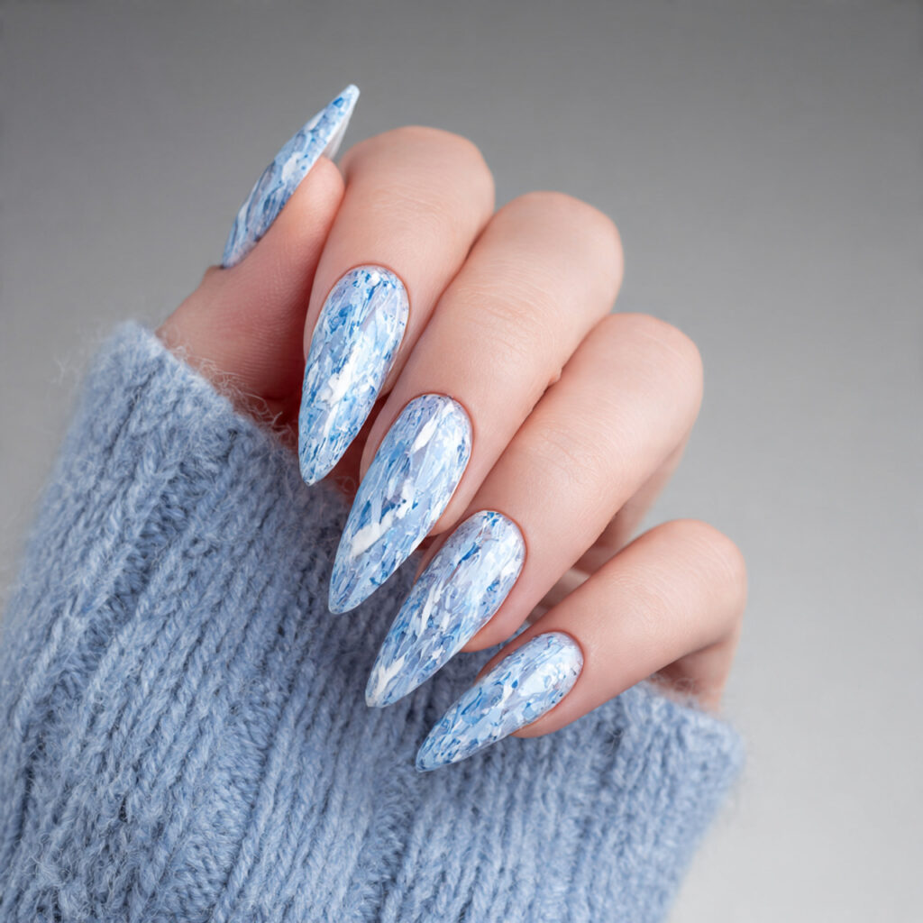 frozen icicle luxe nails feature sharp white