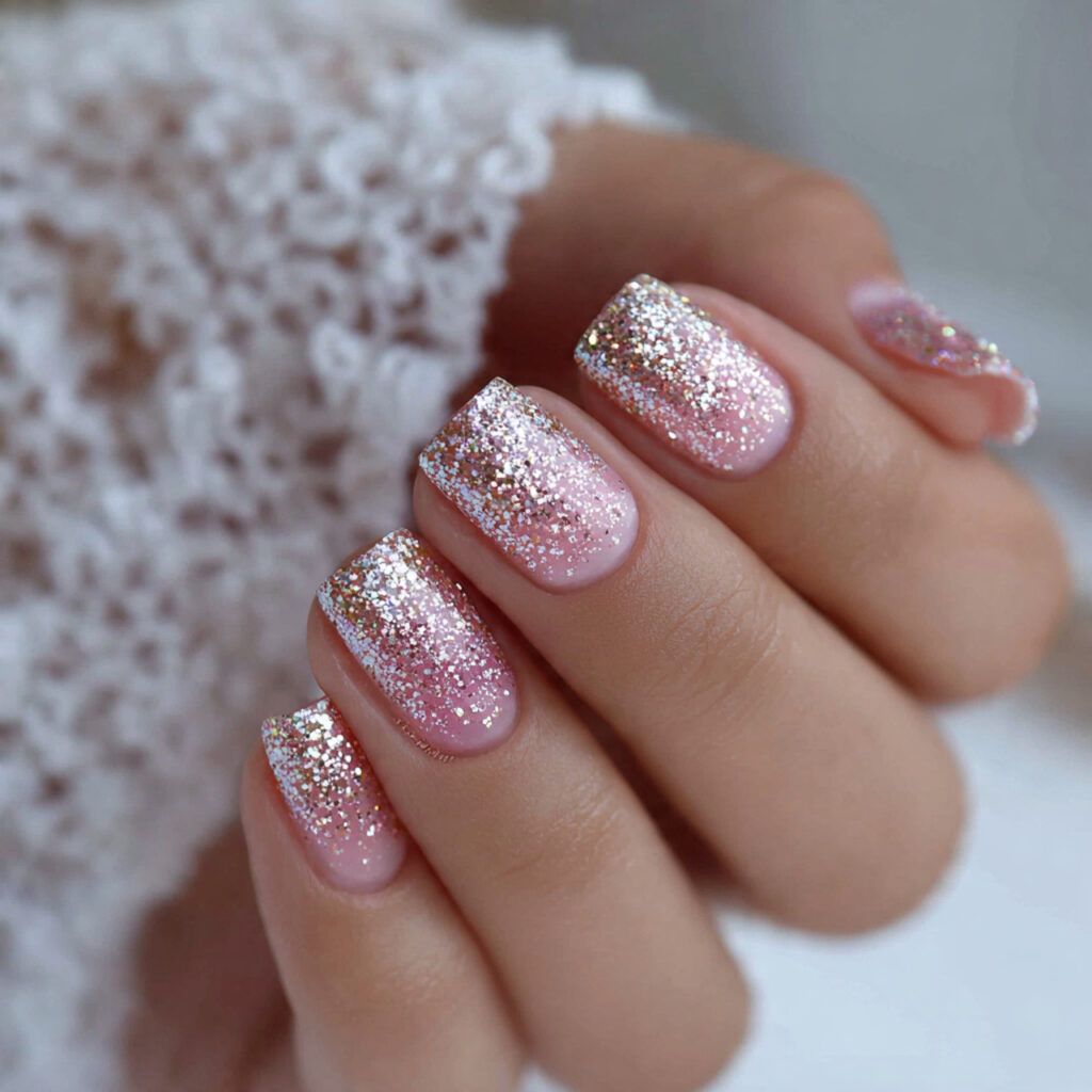 glitter ombre nails are perfect for students