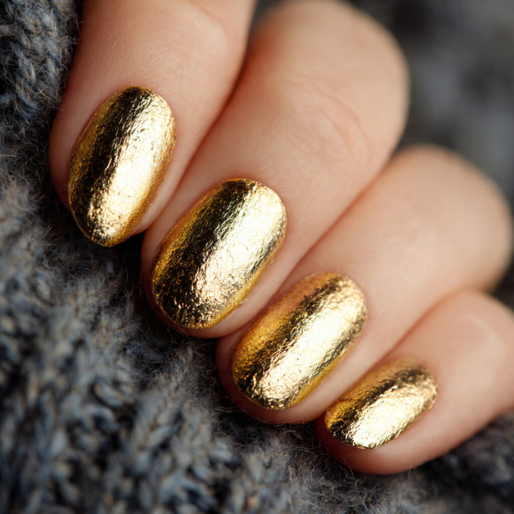 gold foil creates a metallic textured finish