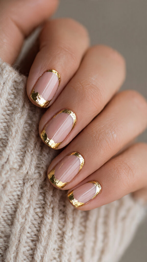 gold foil french tips are elegant and