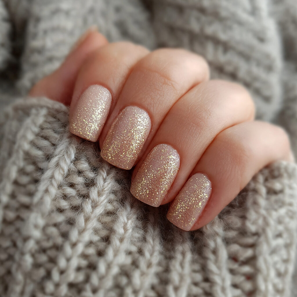 golden frost nails mix warmth and sparkle