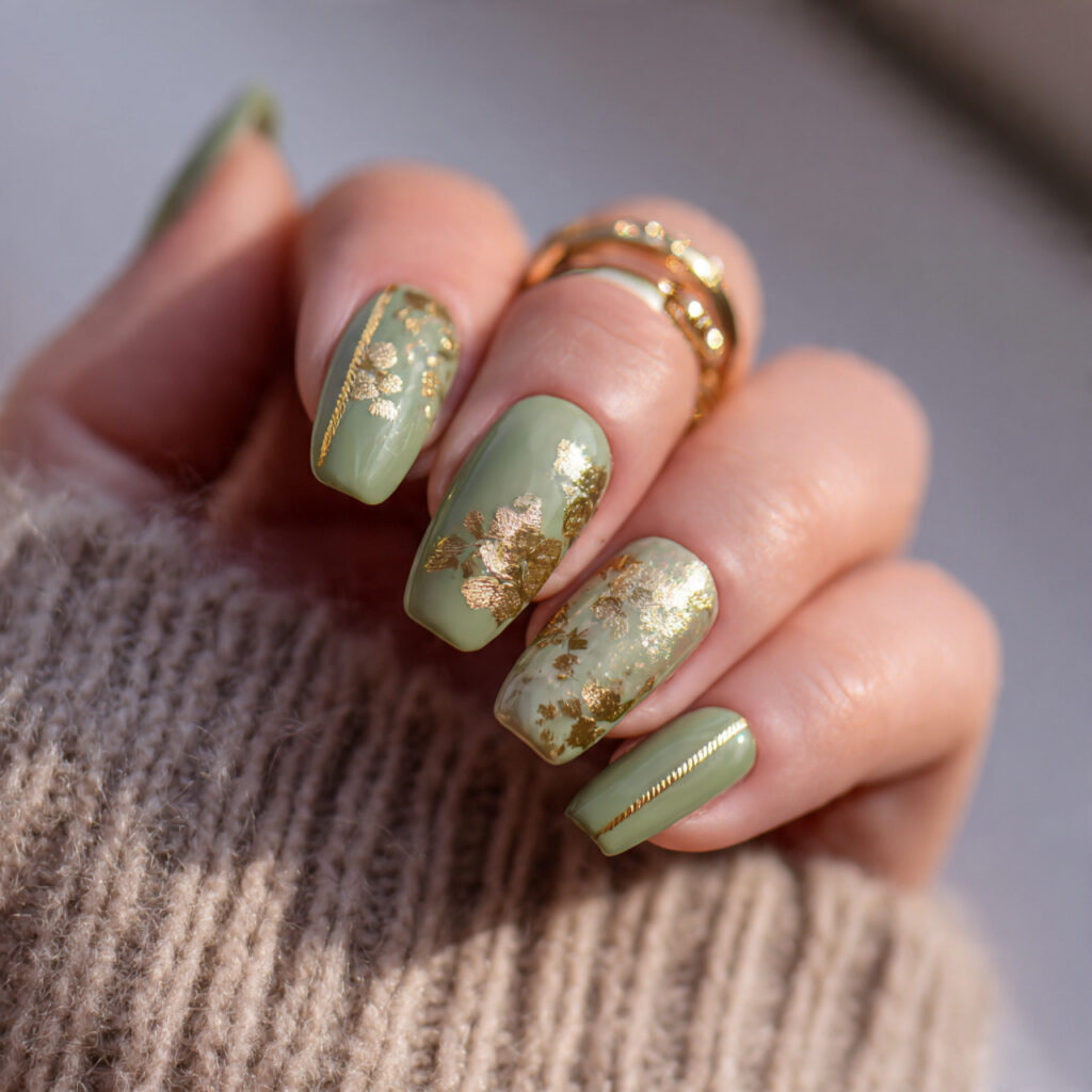 golden petal nails combine warmth with winter