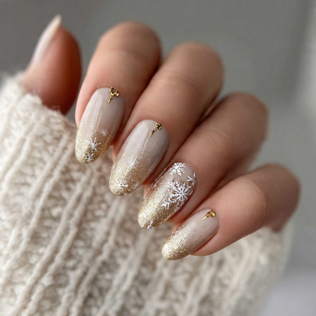 golden snowfall ombre nails feel warm and