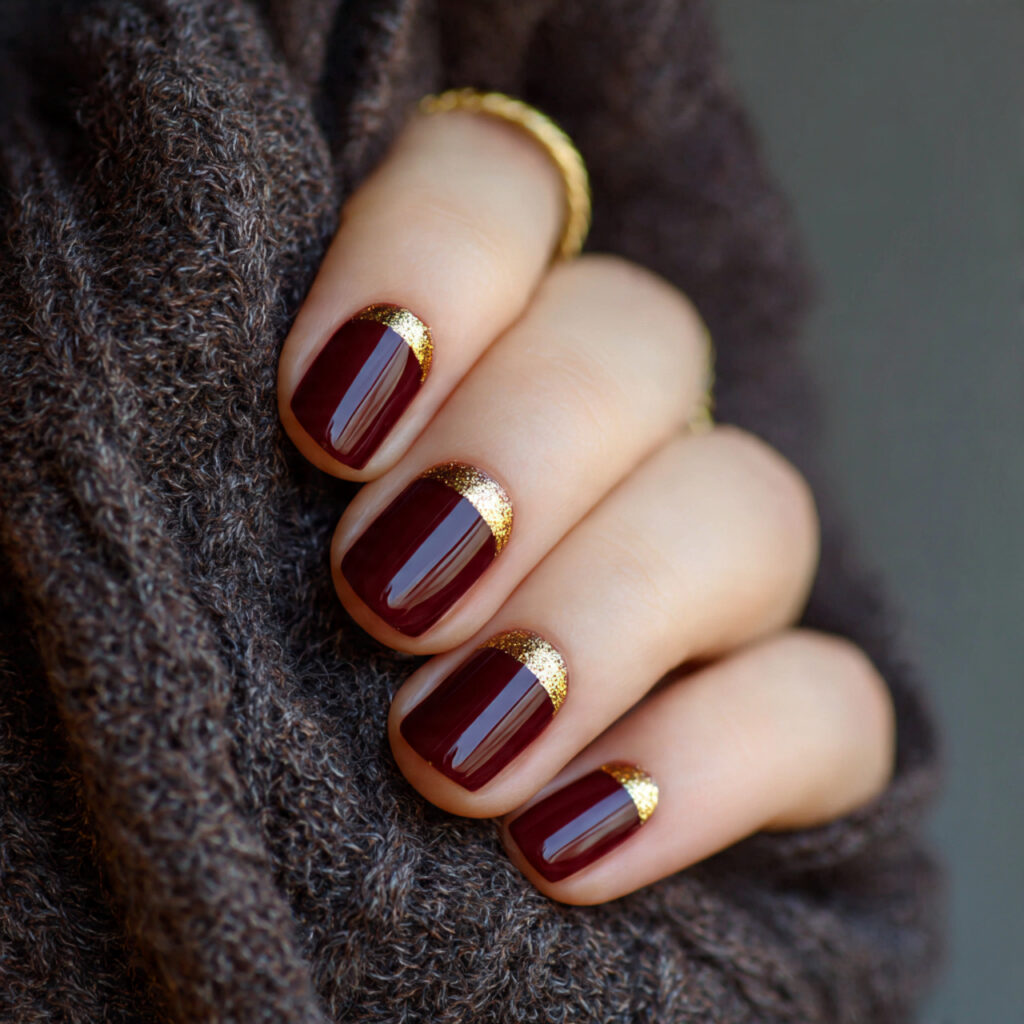 golden spark nails add warmth to moody