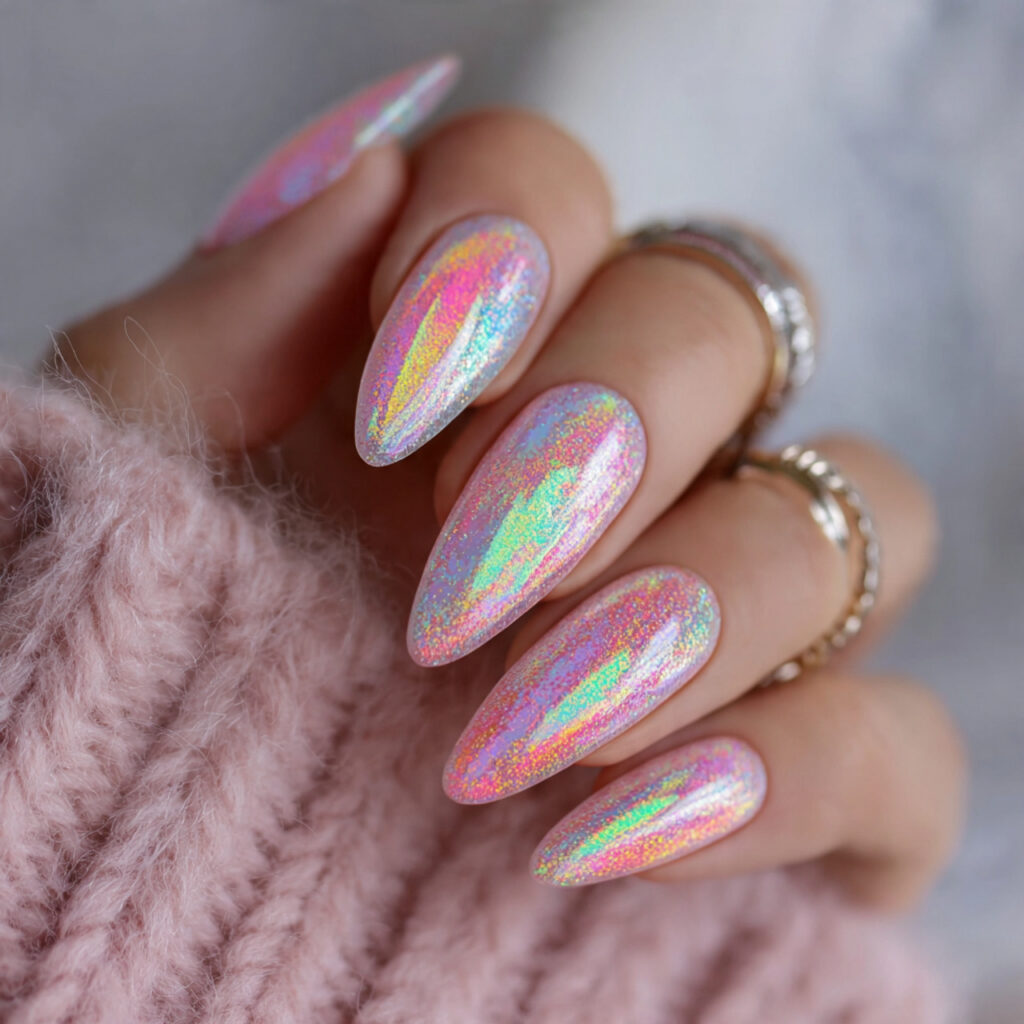 holographic glitter nails bring fun and sparkle