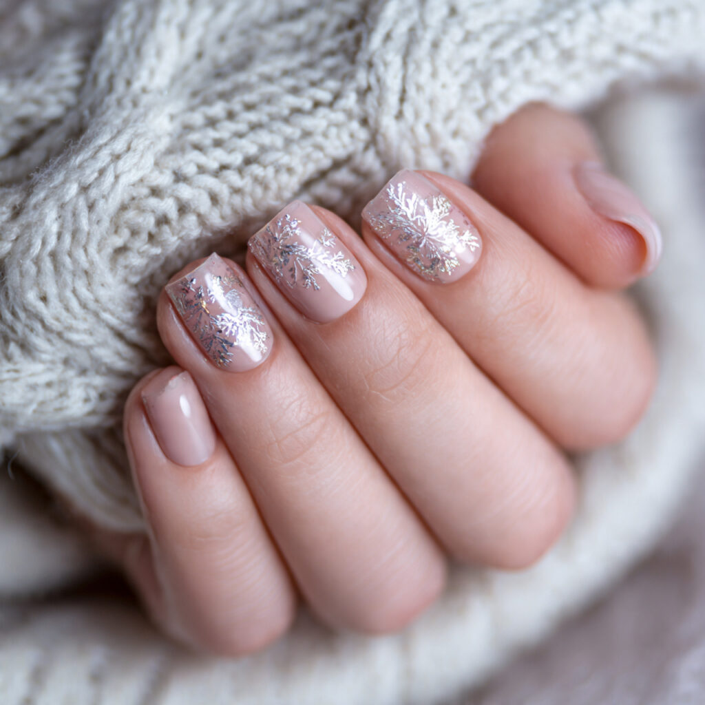 ice bloom nails use floral shapes with