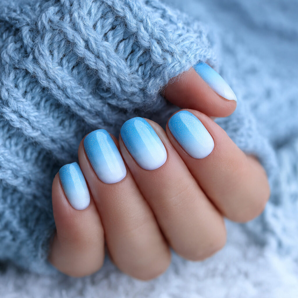 icy blue glow ombre nails feel clean