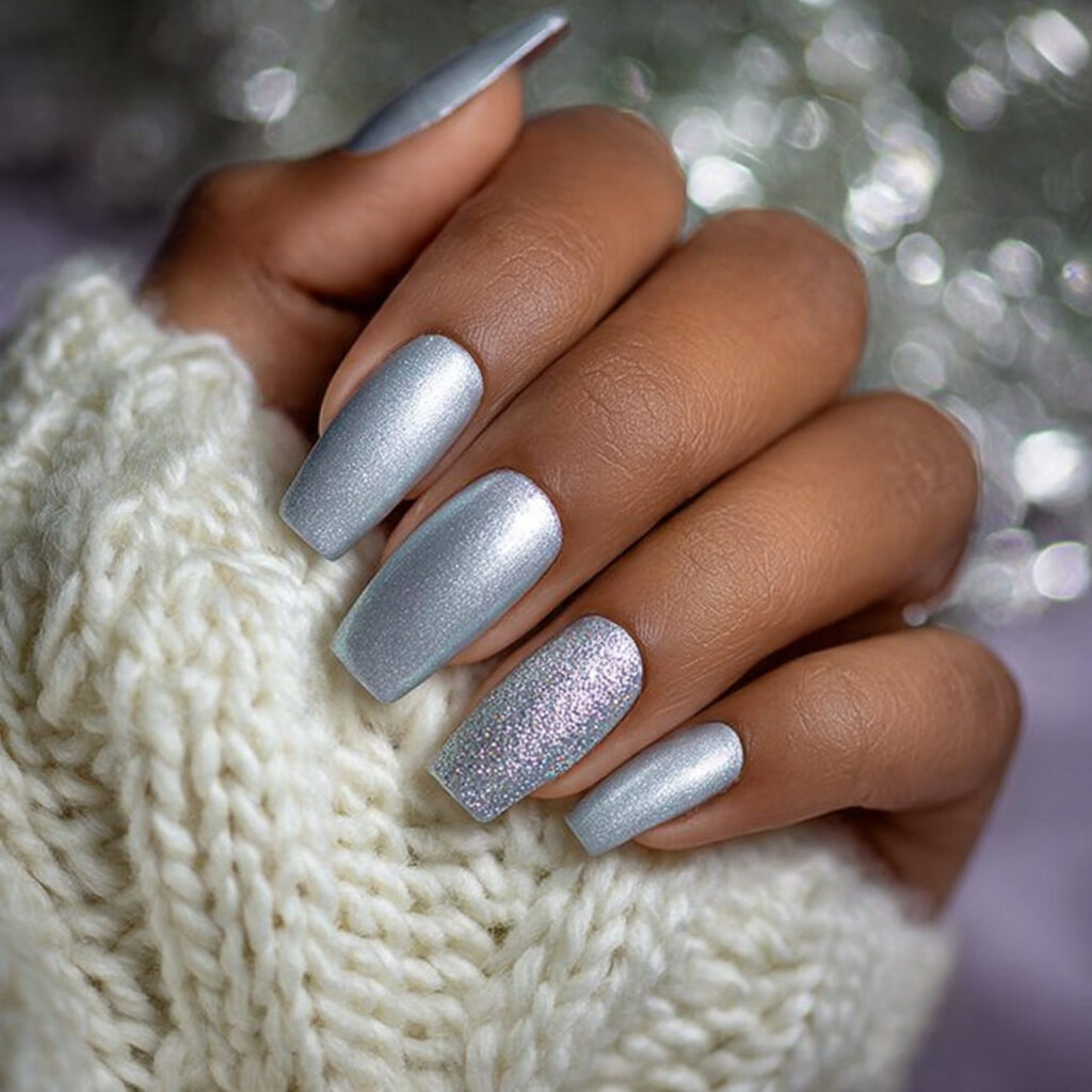 icy silver nails give you a cool