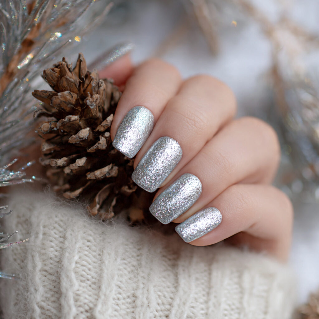 icy silver nails pin style with the