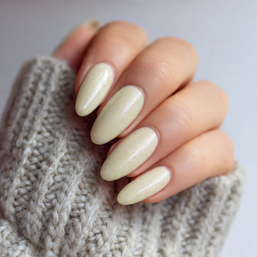 ivory nails with shimmer for subtle glow