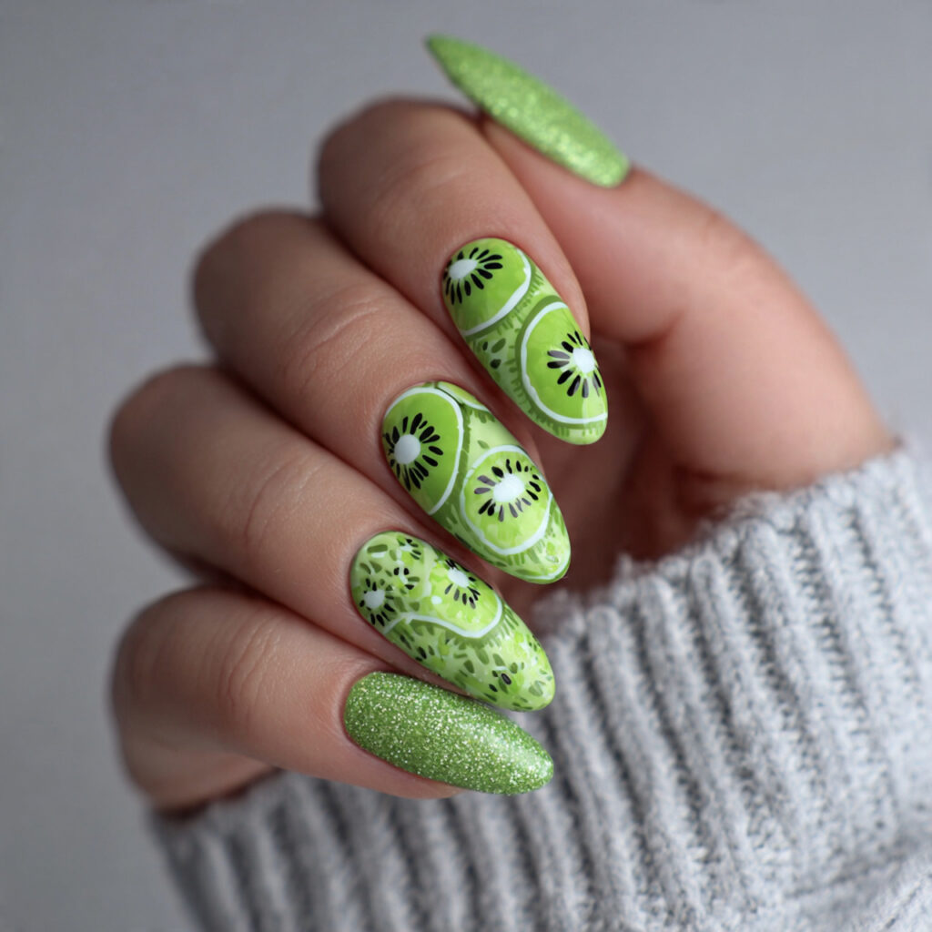 25 Fruit Nail Ideas for a Fresh, Fun, and Colorful Look 7 kiwi nails are vibrant and playful use