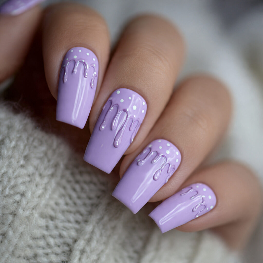 lavender snow drip nails pastel lavender base