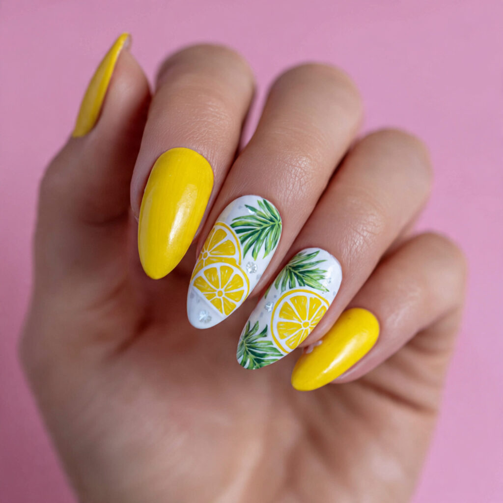25 Fruit Nail Ideas for a Fresh, Fun, and Colorful Look 4 lemon nails are bright fresh and fun