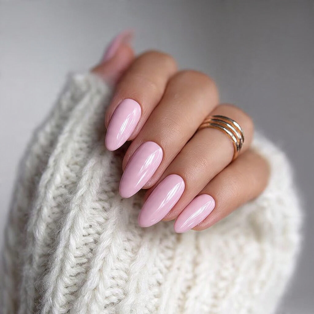 light pink almond january nails create an